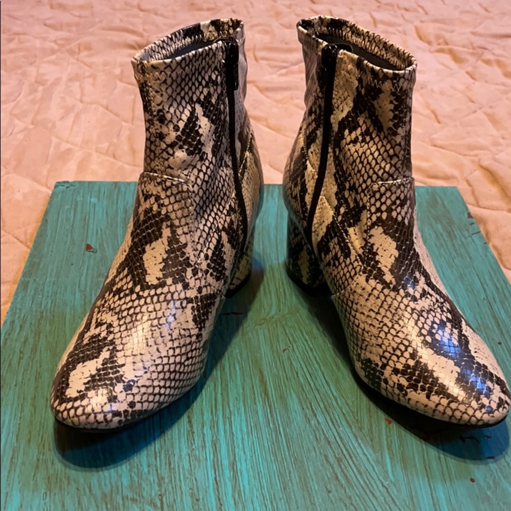 Time & Tru faux snakeskin booties